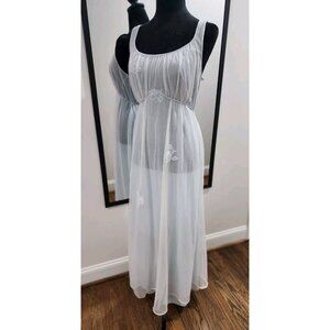 Vintage 1970s Gossard Artemis Pale Blue Double Layer Chiffon Nightgown Wedding S